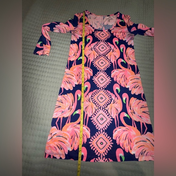 Lilly Pulitzer Beacon T-shirt dress SZ XS Gimme Some Leg Flamingo 3/4 slv VVGUC - Picture 3 of 9